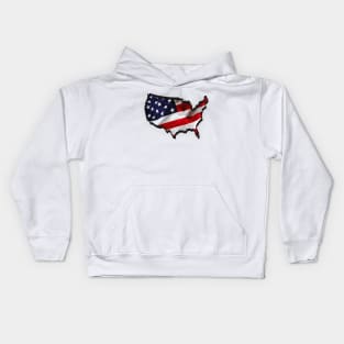 american flag with map Kids Hoodie